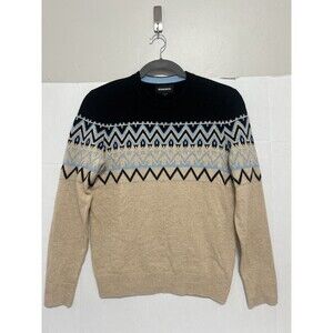 Bonobos Sweater Men’s S Cashmere Lambswool Chevron Blue Aztec Print Ski Wear
